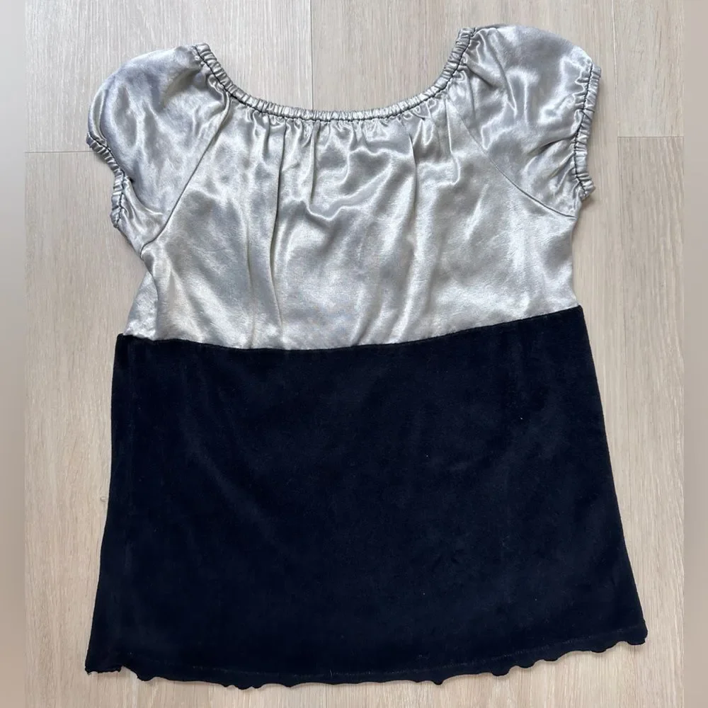Luna Luna Copenhagen Velvet Satin Top, Black and Silver, Soze 12 - Picture 3 of 3
